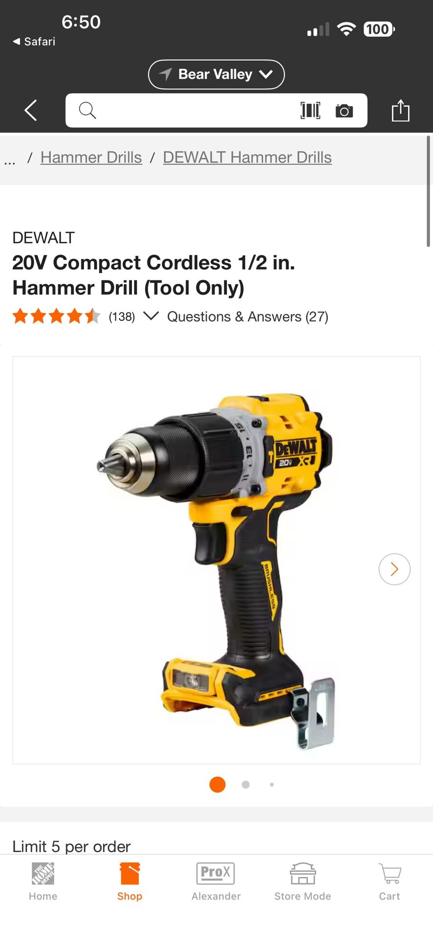 20V Compact Cordless 1/2 in. Hammer Drill (Tool Only)