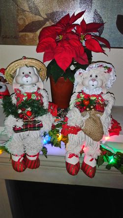Xmas decorations bunnies and mice