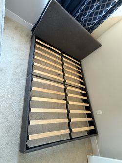 Queen platform bed with headboard