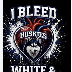 Huskies I BLEED WHITE & NAVY BLUE T-shirts