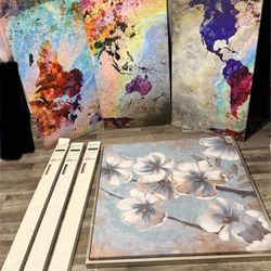 Decoracion De Cuadros Y Cortineros Los Cortineros Son Nuevo Color Madera El Cuadro Más Grande Tiene Detalle En Toda La Orilla Pido $30 Por Todo 