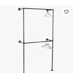 Industrial Pipe 2-Tier Wall Mounted Clothing Rack
