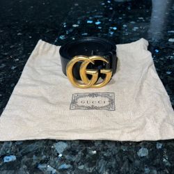 Gucci GG Marmont Belt Size 95cm/38in Black Calfskin Leather