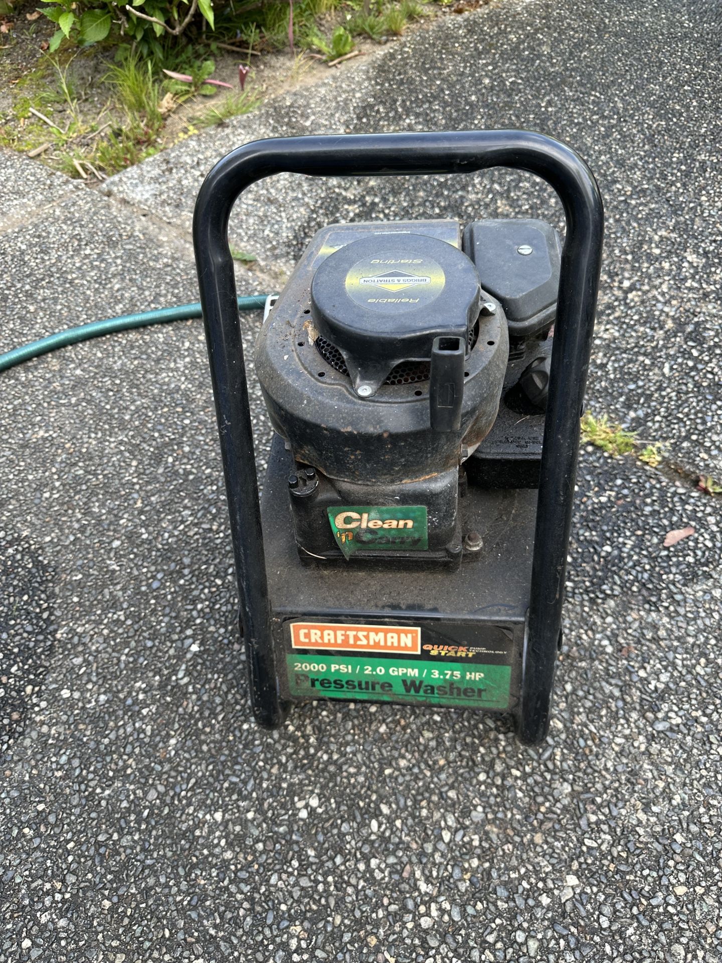 Craftsman Pressure Washer, Gas Powered 2000 Psi No Accessories Included