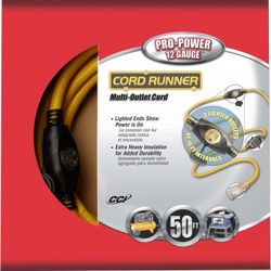 50 Foot 12/3 Multi Outlet Extension Cord Runner