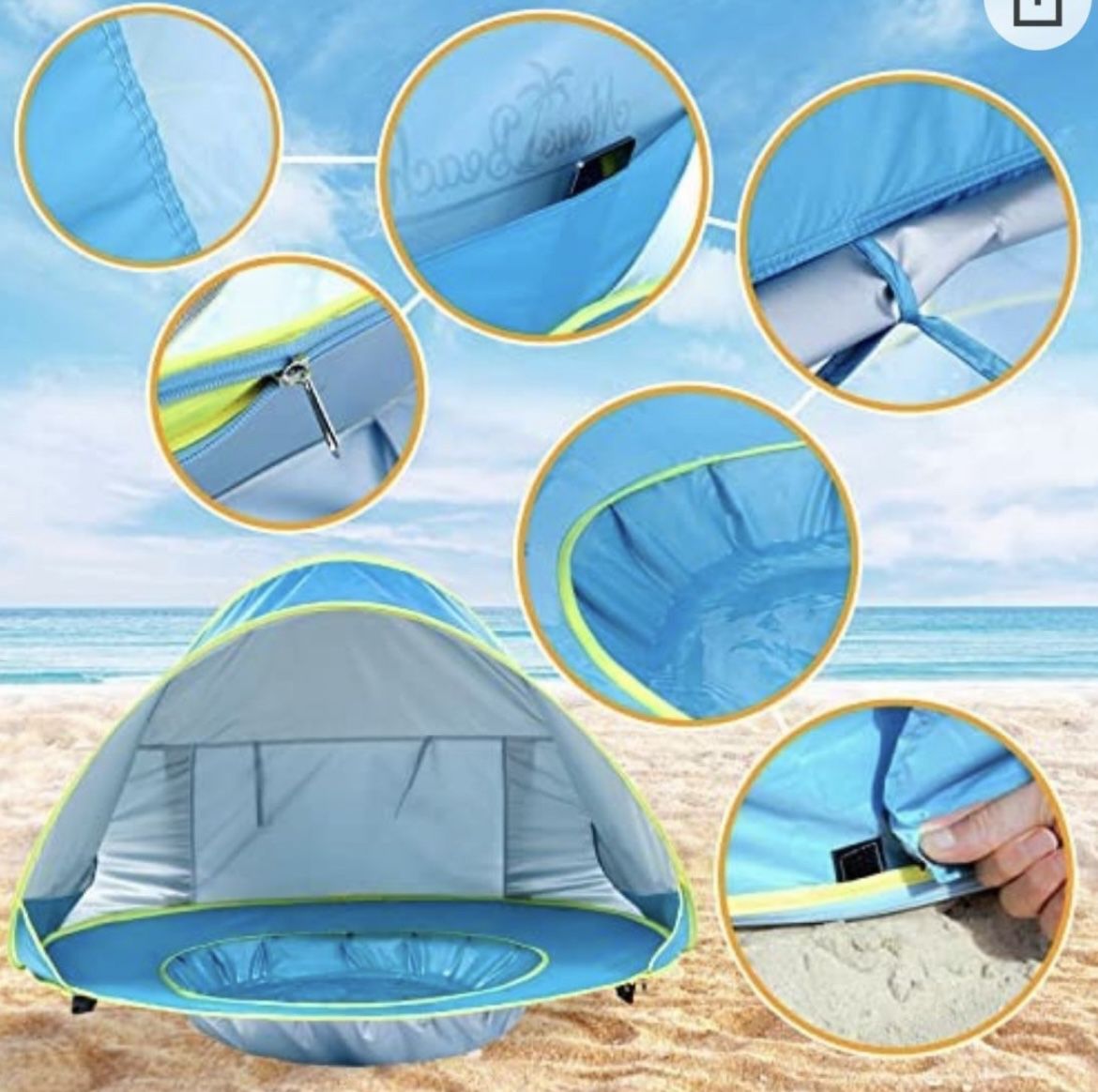 Brand New Baby beach Portable pop-up tent/shade..Marked firm.../pool/UV Protection 