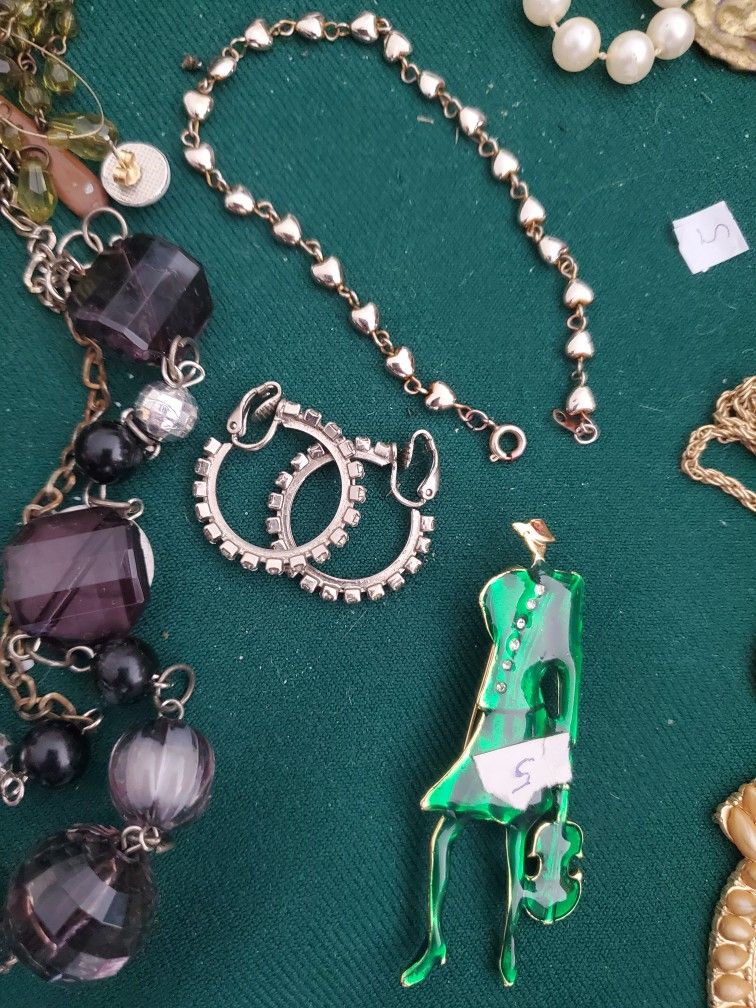 Green Woman Or Rhinestones Hoops $5 Each 