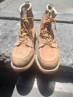 Mens thorogood Tan Leather Moc Toe Work Boots size 12