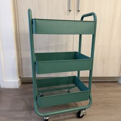 Green 3-Tier Rolling Cart
