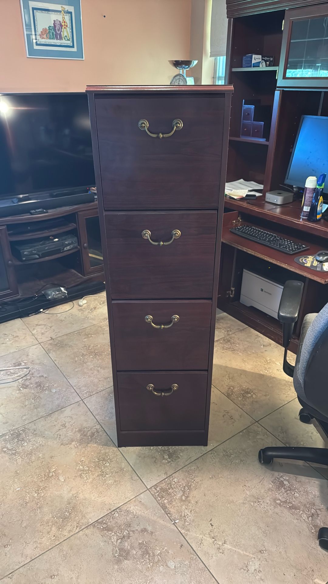 Wood 4 Drawer Letter Size File Cabinet