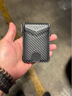 Carbon fiber minimalist pop up wallet with money clip