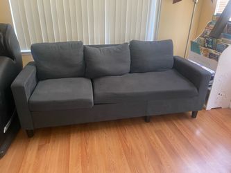 Free!! Dark grey sofa and medium size plastic dog house