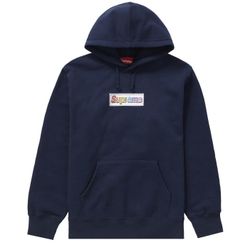 Supreme Bling Box Logo Hooded Sweatshirt - Navy - Medium - Brand New