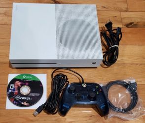 Xbox One S 1TB Console 1681 White Bundle, Wired Controller, Cords, TESTED