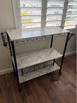 Marble Top Rolling Bar Cart