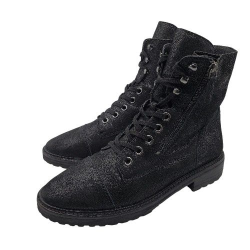 PAIGE Womens 'Marline' Black Premium Distressed Leather Combat Boot Sz 10 M $226