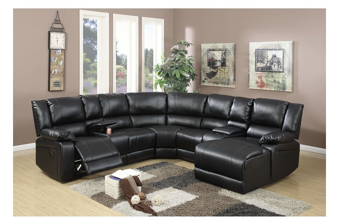 Black Sectional Sofa With Recliner And Chaise (Free Delivery)