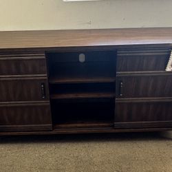 Erim 66 inch Modern TV Stand Console, Dark Brown Finish, Assembly Required