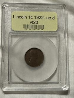 1922 No, D Lincoln 1cent Vf20