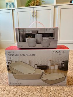 Brand New 6 Piece Serving Bowl & 3 Piece Baking Dish Set Sealed Le Regalo