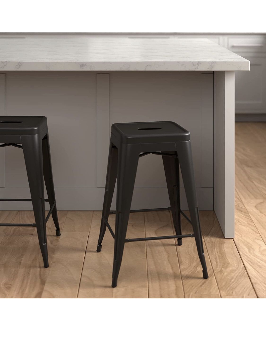 Amazon Basics Metal Bar Stools 24 Inch, Set of 4, Black