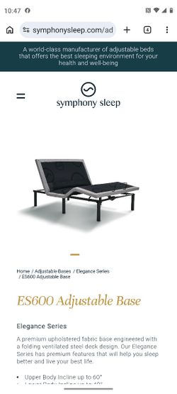 Adjustable Bed Base - Symphony Sleep ES600 w/ Zero Clearance Kit