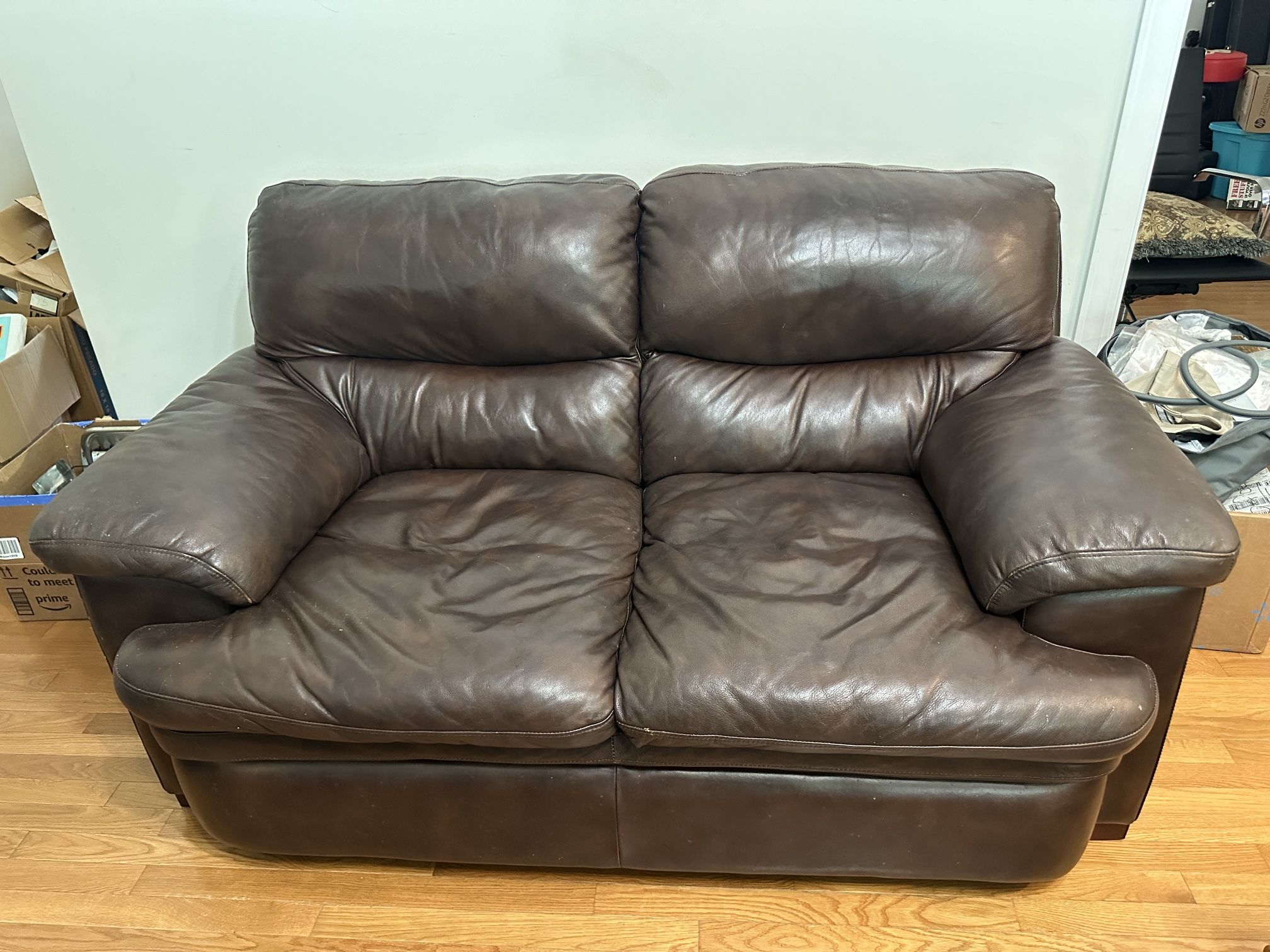 Brown Leather Loveseat