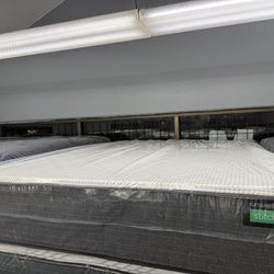 QUEEN SIZE TUFT & NEEDLE STICH HYBRID MATTRESS & BOX SPRING BED SET