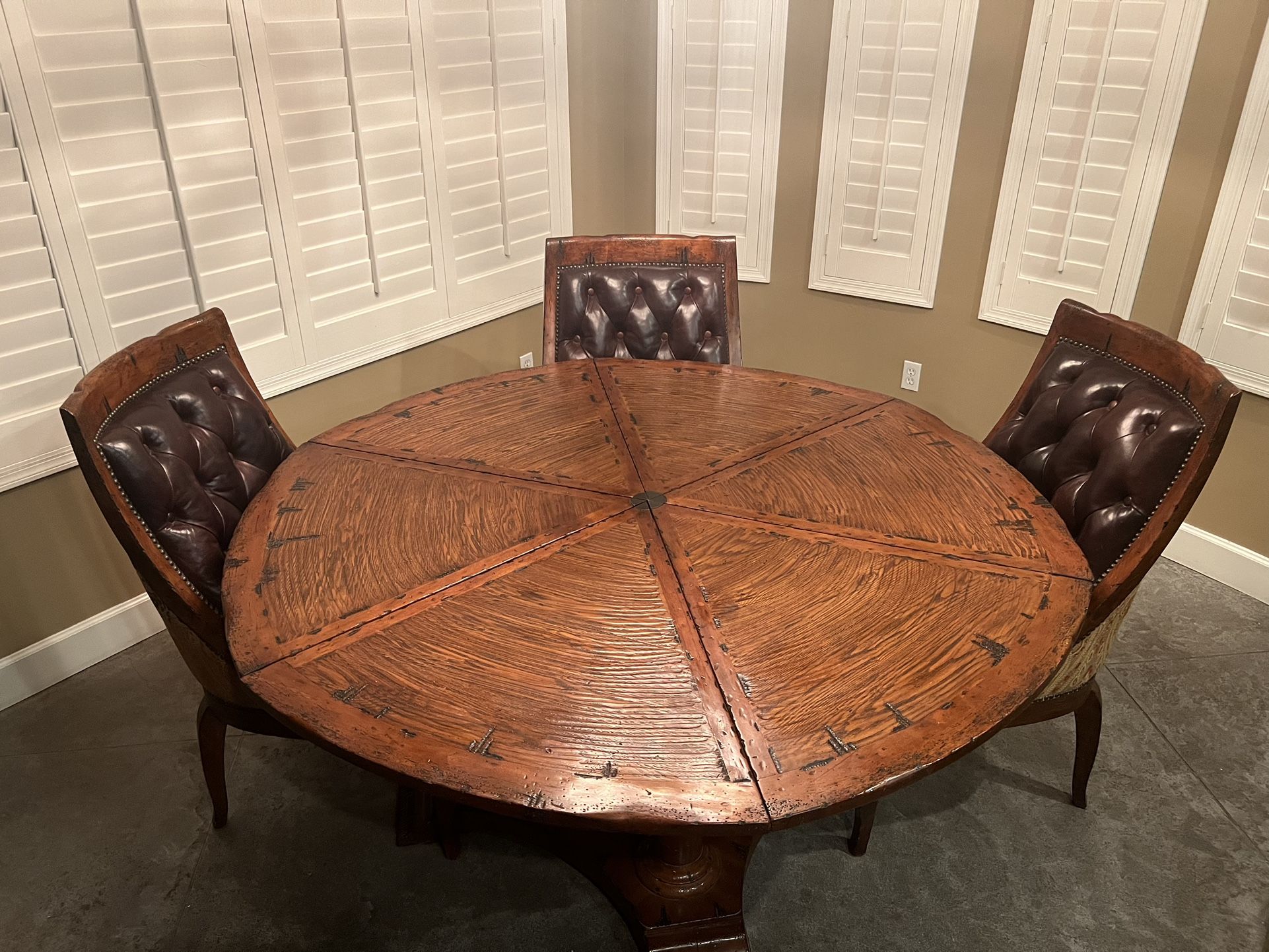 T.S. Berry Furniture - Scottsdale Extension Dining Table 626-90H with 6 matching Leather chairs