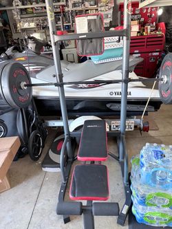 Bench and weights and treadmill combo