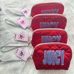 NEW juicy couture pouch wristlet red and purple
