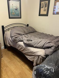 Full sized bed/bedframe with fairly new mattress