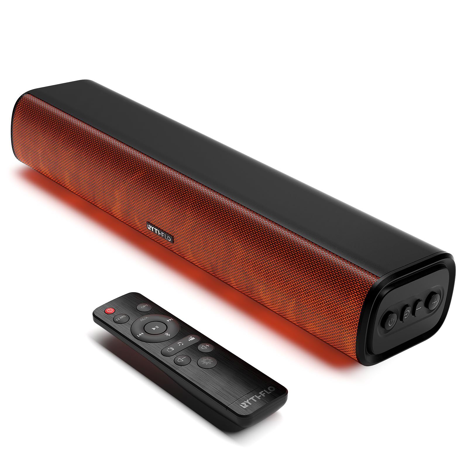 Bluetooth Sound Bar, 16 Inch Compact TV Soundbar With Remote, 8 Flame Light Modes