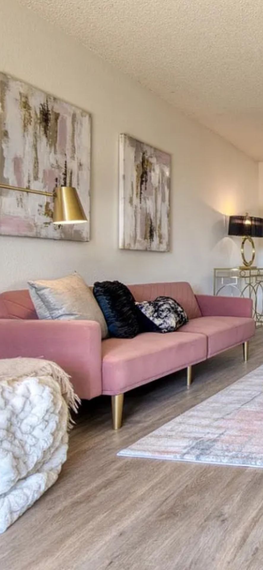 Pink/mauve Sofá Futon