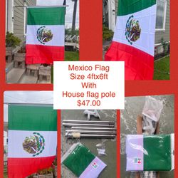 New! Mexico Flag Size 4ftx6ft And House Flag Pole