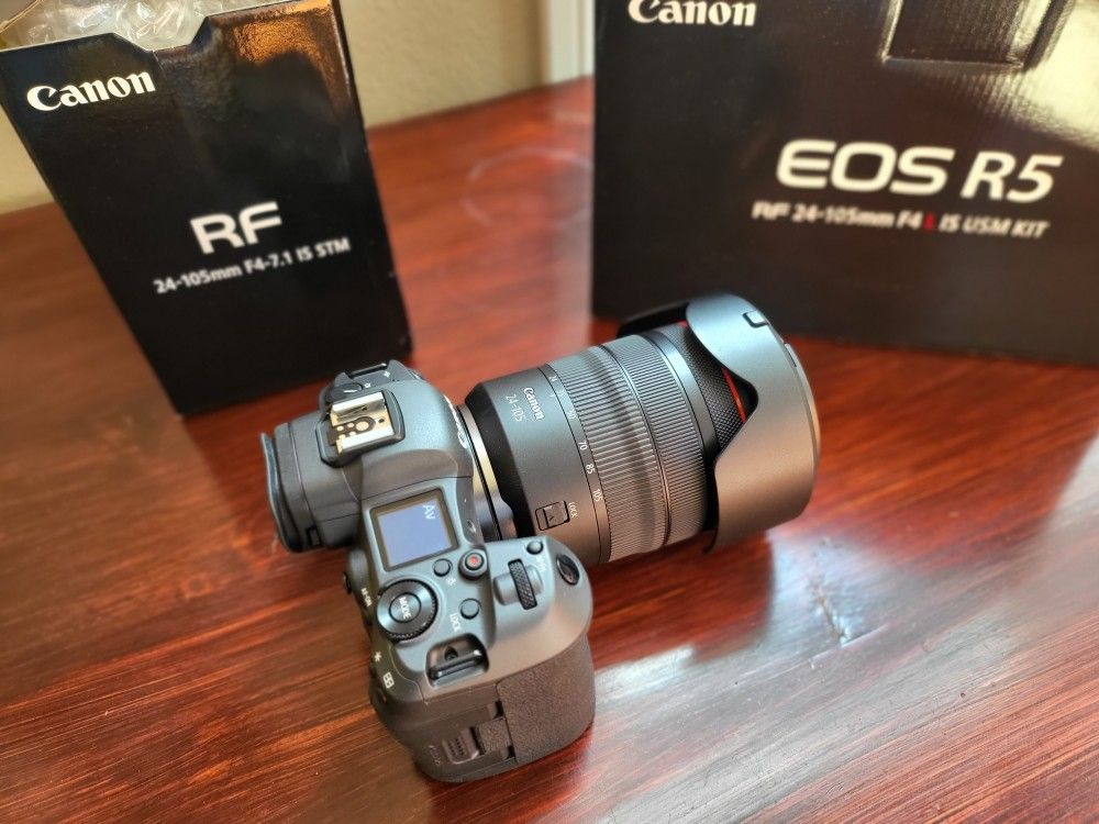 Canon EOS R5 Camera with 24-105mm F4 L IS USM Lens Kit. New In Original Packaging