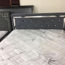 New Full Size Bed Frame With New Mattress and Boxspring Included 