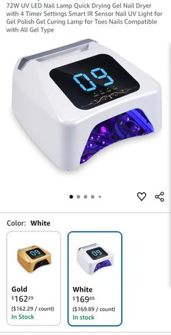 72W UV LED Nail Lamp Quick Drying Gel Nail Dryer with 4 Timer Settings Smart IR Sensor Nail UV Light for Gel Polish Gel Curing Lamp for Toes Nails Com