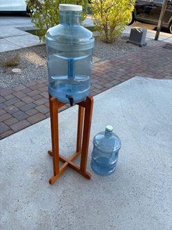 5-Gallon Water Dispenser + 3-Gallon Jug + Wooden Stand – $75