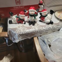 Christmas Snowman Three Candle Holders 