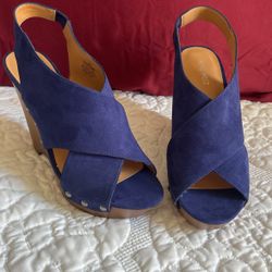 New Never Worn Navy Wedge Heels Size 10