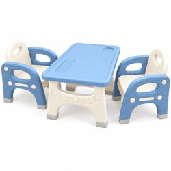 Kids Table & 2 Chairs Set – Blue & Cream