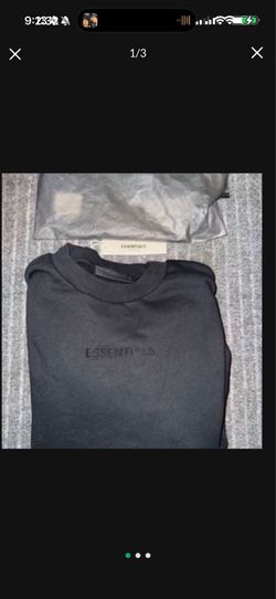 NWT MENS FEAR OF GOD ESSENTIALS  LARGE CREWNECK SWEATSHIRT TOP CORE JET BLACK