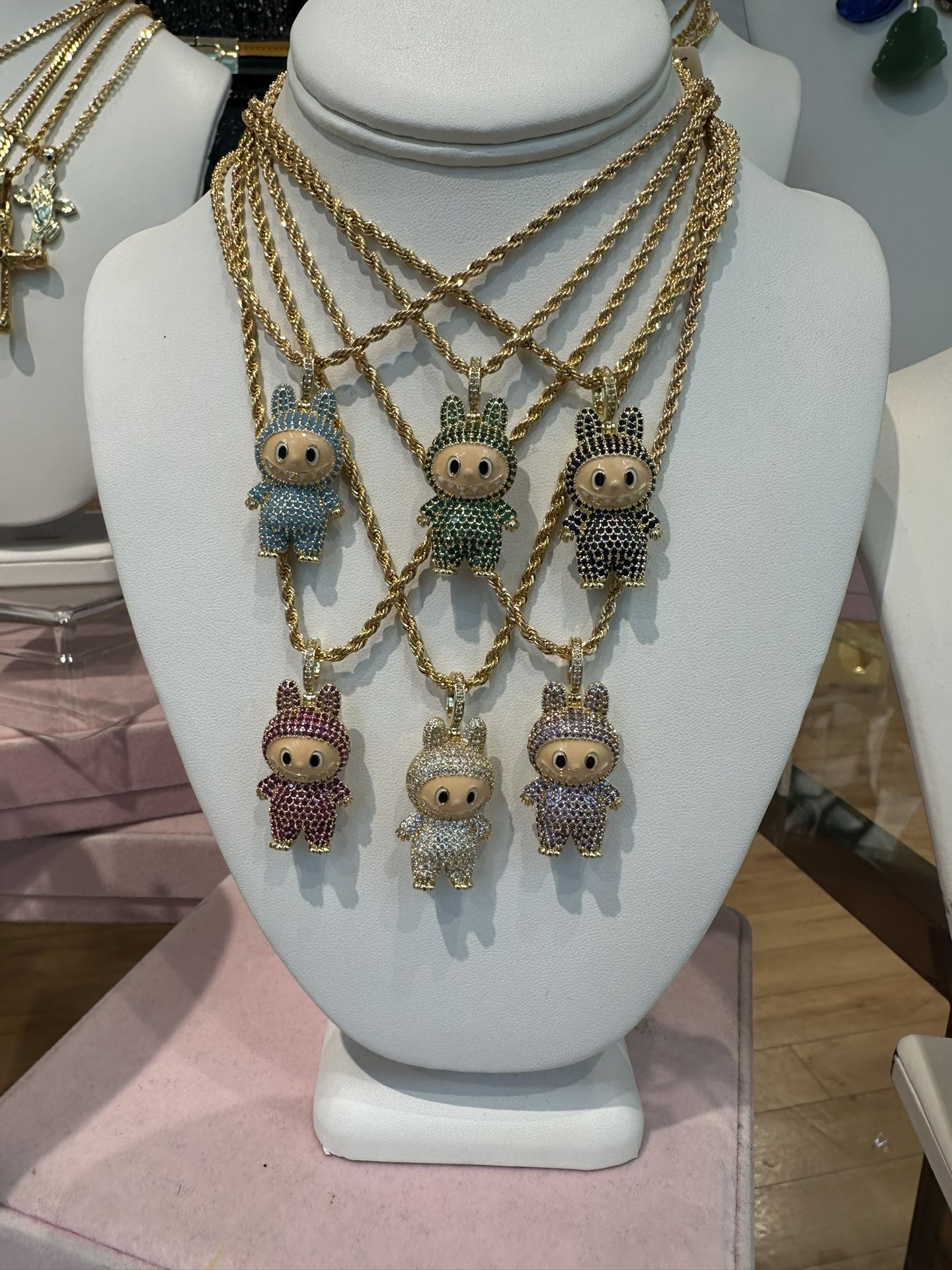 Gold Filled Labubu Necklaces Non Tarnish