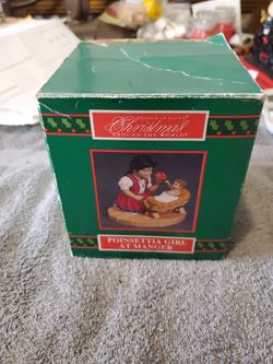 House of Lloyd Poinsettia Girl at Manger Figurine