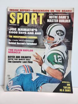 1967 SPORT MAGAZINE JOE NAMATH COVER VINTAGE NFL FOOTBALL BOOK NY JETS RETRO