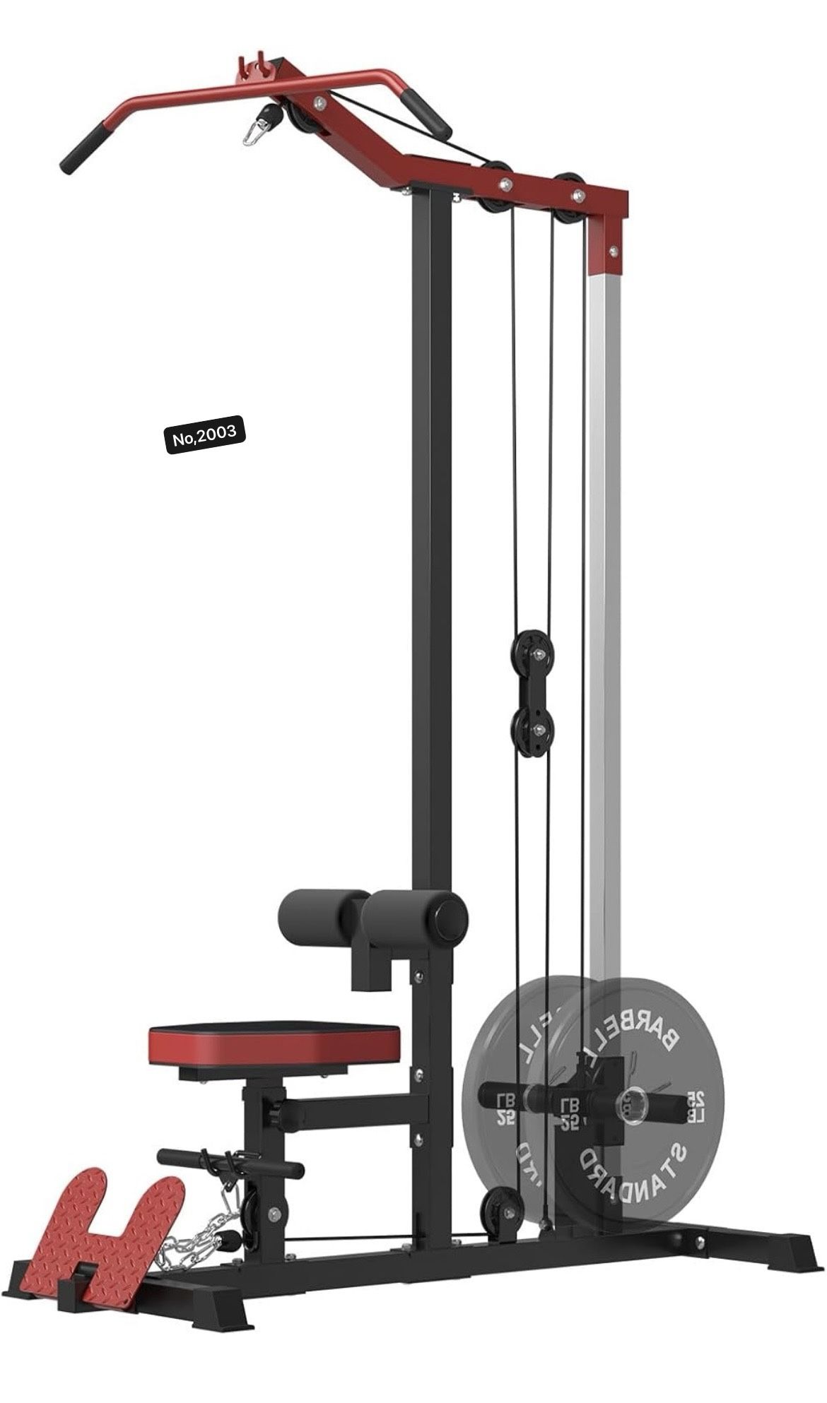 Mikolo LAT Pulldown Machine, LAT Row Cable Machine with Leg Hold Down Attachment, LAT Tower with Cable Row Attachment, Cable Machine Home Gym,Red(No W