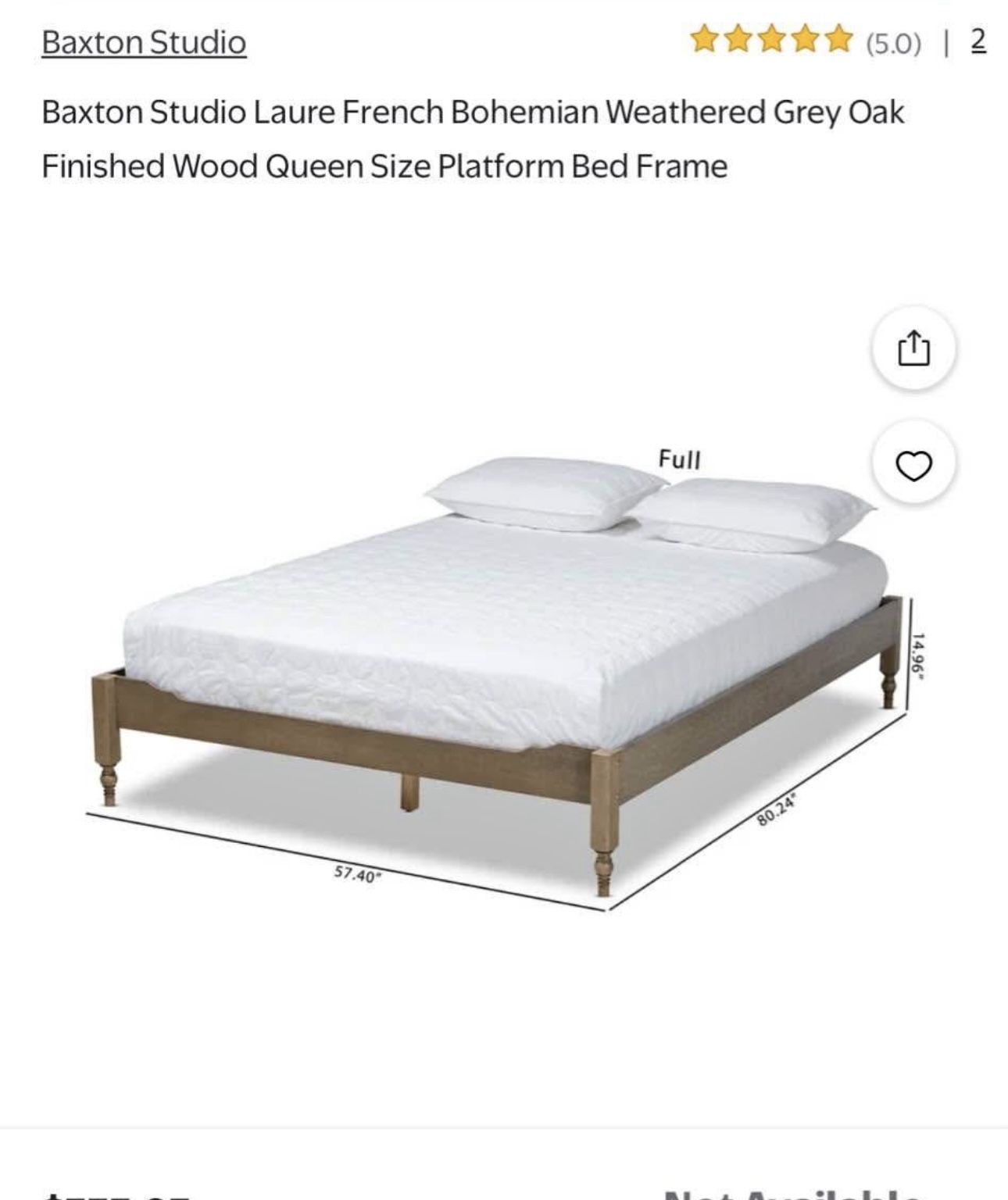 Grey Oak Queen Size Bed Frame