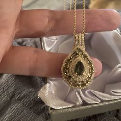 Andranomaro Green Apatite & Moissanite Necklace - new! 
