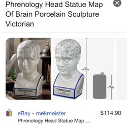 Phrenology Head Statue Map Brain Sculpture $25 Good Cond Hanford 